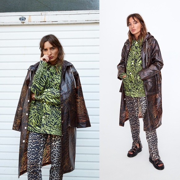 Ganni Jackets & Blazers - GANNI Biodegradable Tiger Raincoat 36